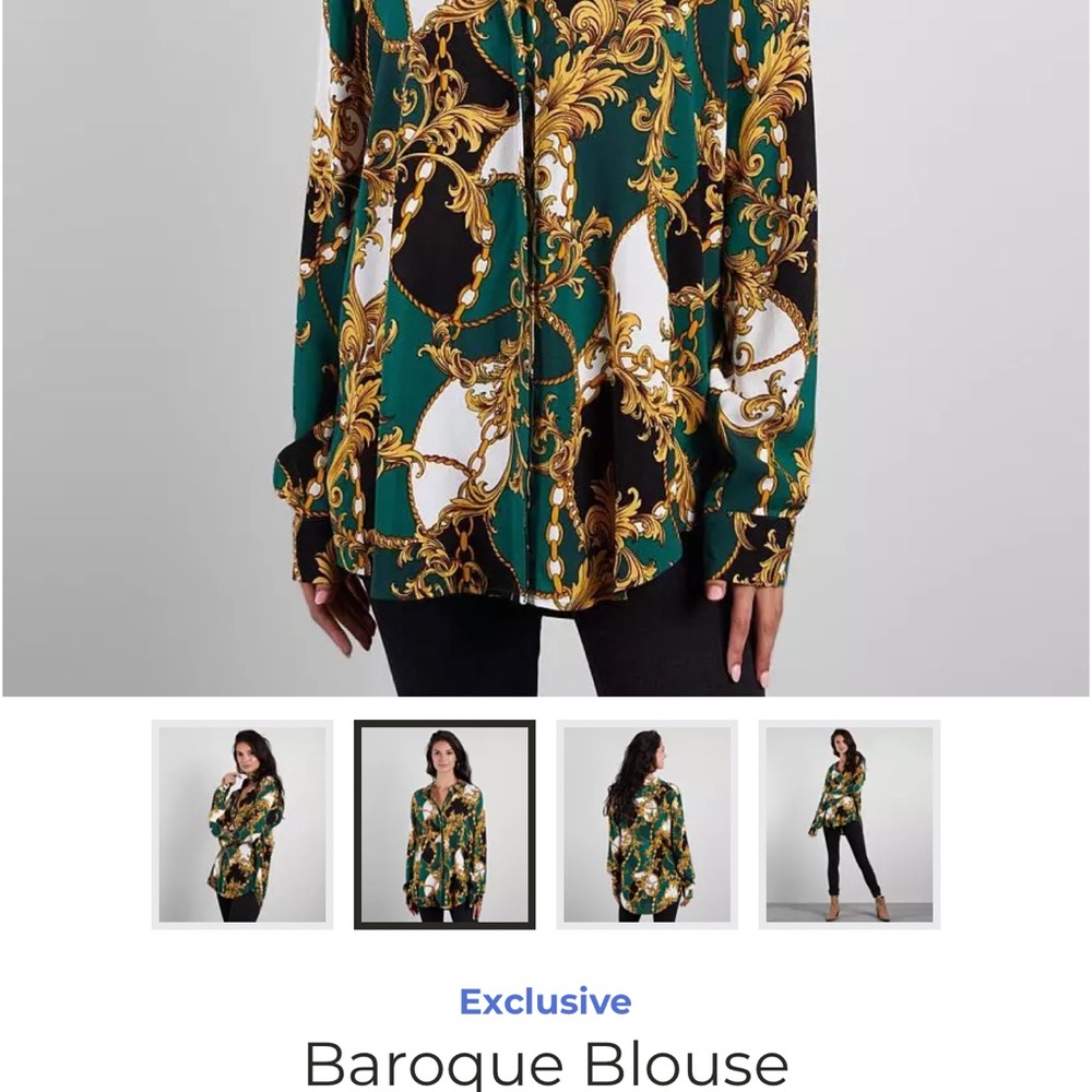 Baroque Blouse - Green Gold Print